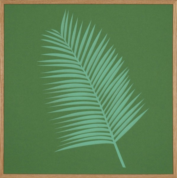 Papierkunst „Palmen Blatt“ im 50x50cm Eichenholzrahmen
