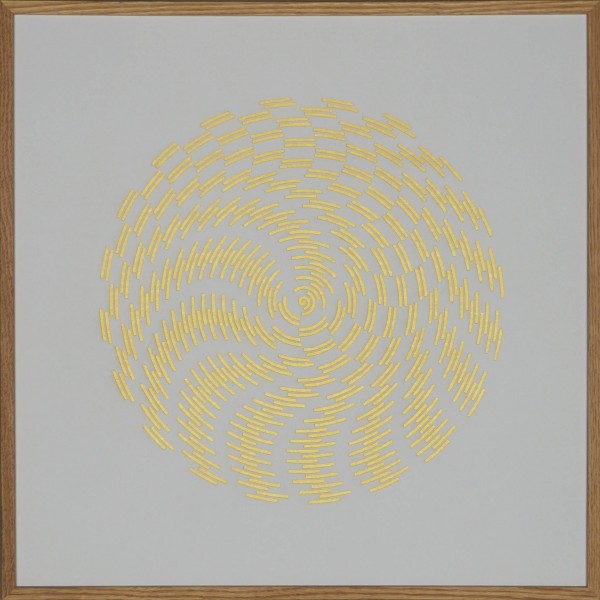 Papierkunst „Schneeball“ im 50x50cm Eichenholzrahmen