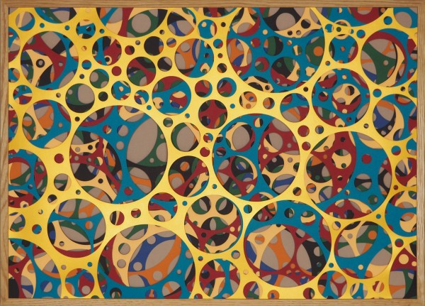 Papierkunst „Bubbles“ im 70x50cm Eichenholzrahmen