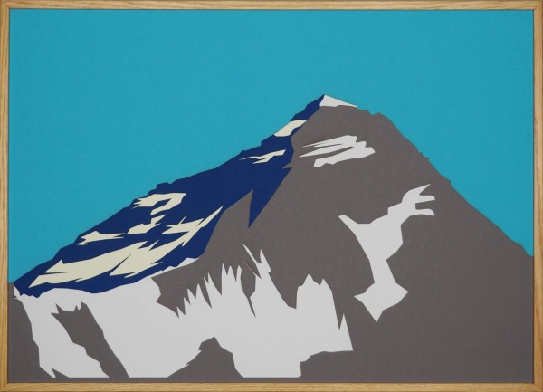 Papierkunst „Mount Everest“ im 70x50cm Eichenholzrahmen