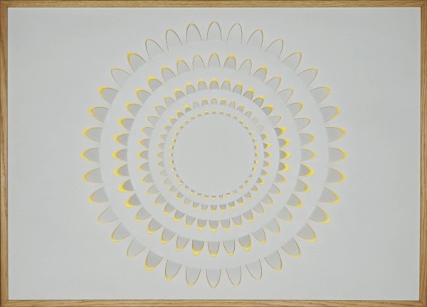 3D-Papierkunst „Das Geheimnis des Lichts“ im 70x50cm Eichenholzrahmen