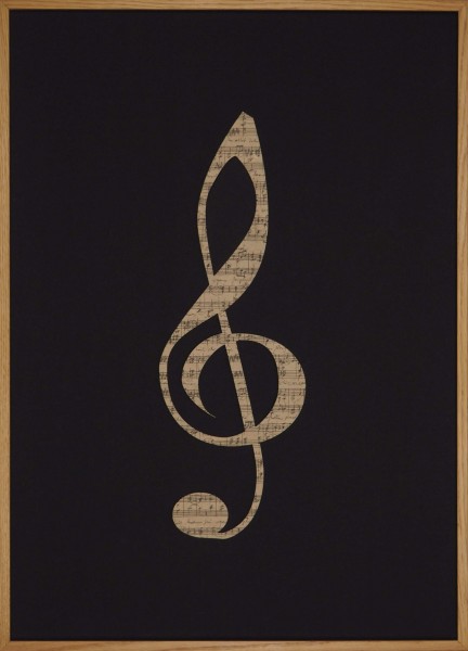 Papierkunst „Der Klang der Musik“ im 50x70cm Eichenholzrahmen